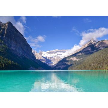 Lais Puzzle - schöner sonniger Tag am Lake Louise, gletschergespeistes hellblaues und türkisfarbenes Wasser, Berggipfel, Gletscher und keine Menschen. Ikonische Landschaft der kanadischen Rockies. Wildnis, Banff National Park - 1.000 Teile