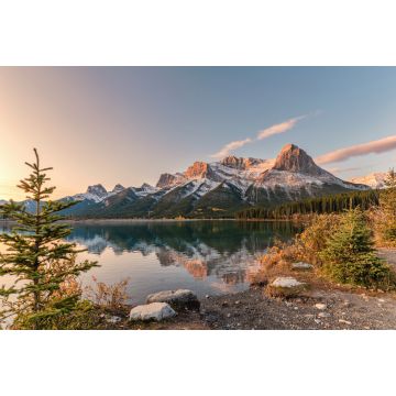Lais Puzzle - Sonnenaufgang am Mount Rundle mit farbenfroher Himmelsreflektion am Rundle Forebay Reservoir im Herbst in Canmore - 2.000 Teile