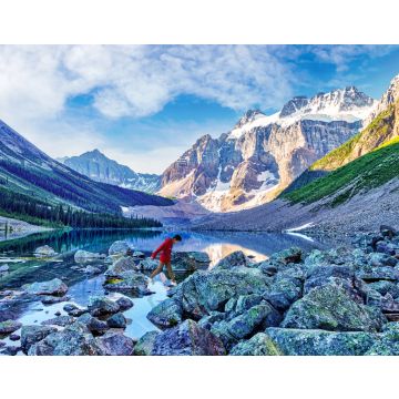 Lais Puzzle - Wanderer beim Rock Hopping über den Consolation Lake im Banff National Park in der Nähe des Moraine Lake in der Nähe von Lake Louise, Alberta - 40, 100, 200, 500, 1.000 & 2.000 Teile