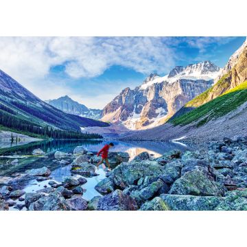Lais Puzzle - Wanderer beim Rock Hopping über den Consolation Lake im Banff National Park in der Nähe des Moraine Lake in der Nähe von Lake Louise, Alberta - 1.000 Teile