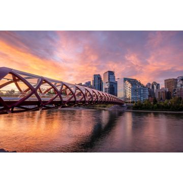 Lais Puzzle - Blick auf die Fußgängerbrücke über den Bow River in Calgary Alberta bei Sonnenaufgang - 2.000 Teile