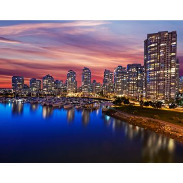 Lais Puzzle - Skyline von Apartments in Vancouver mit rotem Abendhimmel in der Abenddämmerung - 40, 100, 200, 500, 1.000 & 2.000 Teile