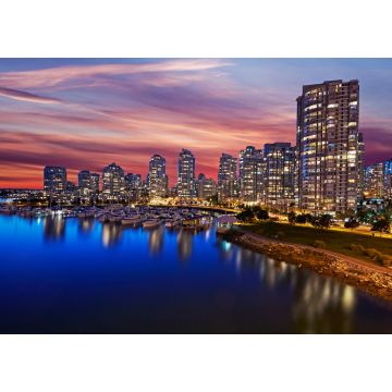Lais Puzzle - Skyline von Apartments in Vancouver mit rotem Abendhimmel in der Abenddämmerung - 1.000 Teile