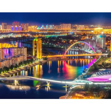 Lais Puzzle - Astana, Kasachstan, Nachtansicht der beleuchteten Hauptstadt von Kasachstan - 40, 100, 200, 500, 1.000 & 2.000 Teile