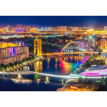 Lais Puzzle - Astana, Kasachstan, Nachtansicht der beleuchteten Hauptstadt von Kasachstan - 1.000 Teile