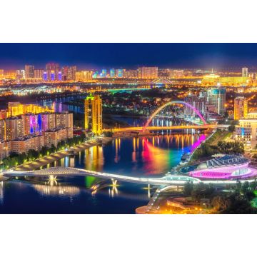 Lais Puzzle - Astana, Kasachstan, Nachtansicht der beleuchteten Hauptstadt von Kasachstan - 2.000 Teile