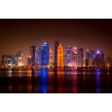 Lais Puzzle - Beleuchtete Skyline von Doha bei Nacht, Katar, Naher Osten - 2.000 Teile