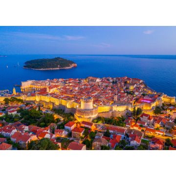 Lais Puzzle - Luftaufnahme des Sonnenuntergangs in der kroatischen Stadt Dubrovnik und der Insel Lokrum - 1.000 Teile