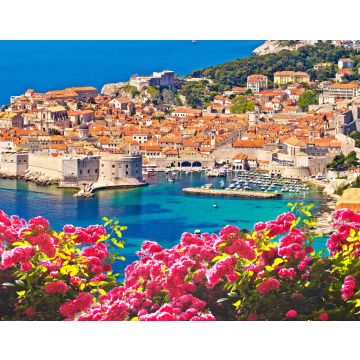 Lais Puzzle - Panoramablick auf die Altstadt von Dubrovnik mit Rosenblüten - 40, 100, 200, 500, 1.000 & 2.000 Teile