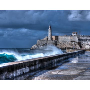 Lais Puzzle - Kuba, Havanna. Sich brechende Wellen an der Uferpromenade Malecon. Die Festung El Morro im Hintergrund - 40, 100, 200, 500, 1.000 & 2.000 Teile
