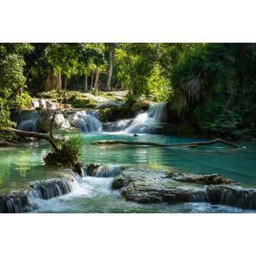 Lais Puzzle - Türkisfarbenes Wasser des Kuang Si-Wasserfalls, Luang Prabang, Laos. Tropischer Regenwald - 2.000 Teile
