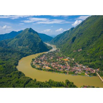 Lais Puzzle - Luftaufnahme des Dorfes Nong Khiaw. Nord-Laos. Südostasien - 1.000 Teile