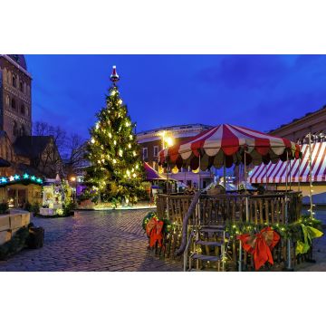 Lais Puzzle - Domplatz und Weihnachtsbaum in der Nacht in Riga - 2.000 Teile