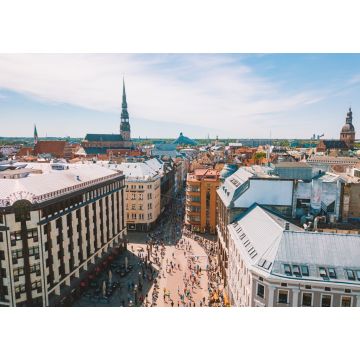 Lais Puzzle - Winteransicht der Altstadt von Riga aus der Vogelperspektive mit Blick auf den Fluss, die Nationalbibliothek und die Kuppelkathedrale - 1.000 Teile