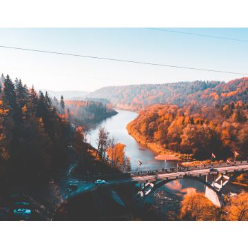 Lais Puzzle - Luftaufnahme der Sigulda-Brücke und der Seilbahn über den Fluss Gauja im goldenen Herbst in Lettland - 40, 100, 200, 500, 1.000 & 2.000 Teile