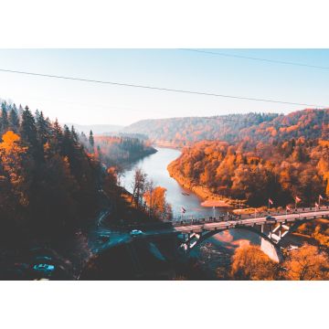 Lais Puzzle - Luftaufnahme der Sigulda-Brücke und der Seilbahn über den Fluss Gauja im goldenen Herbst in Lettland - 1.000 Teile