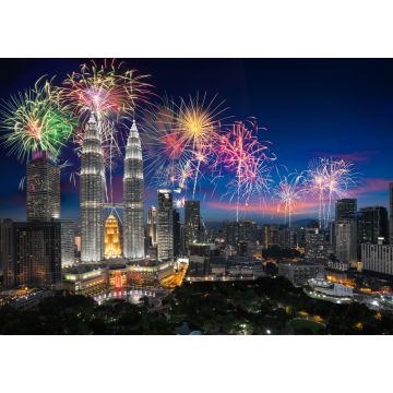 Lais Puzzle - Feuerwerk über Kuala Lumpur, Skyline von Malaysia - 1.000 Teile