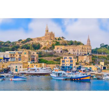 Lais Puzzle - Stadtansicht der Insel Gozo mit mittelalterlicher Architektur und Passagierbooten im Hafen von Malta - 2.000 Teile