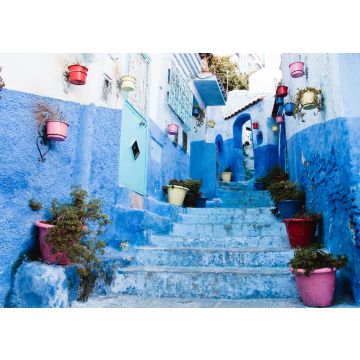 Lais Puzzle - Blaue Allee mit Blumentöpfen in der Medina, Chefchaouen, Marokko - 500, 1.000 & 2.000 Teile