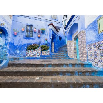 Lais Puzzle - Traditionelle typisch marokkanische architektonische Details in Chefchaouen, Marokko, Afrika Schöne Straße der blauen Medina mit blauen Mauern - 1.000 Teile