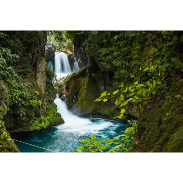 Lais Puzzle - Wald-Fluss-Steine-Landschaft, schöner Panoramablick auf den Fluss in Bridge of God und Wasserfälle von Tamasopo san luis potosi mexico - 2.000 Teile