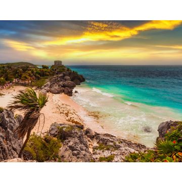 Lais Puzzle - Karibischer Strand an der Klippe in Tulum bei Sonnenuntergang, Mexiko - 40, 100, 200, 500, 1.000 & 2.000 Teile