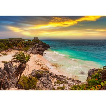 Lais Puzzle - Karibischer Strand an der Klippe in Tulum bei Sonnenuntergang, Mexiko - 1.000 Teile