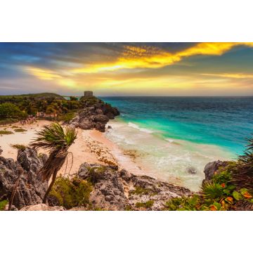Lais Puzzle - Karibischer Strand an der Klippe in Tulum bei Sonnenuntergang, Mexiko - 2.000 Teile