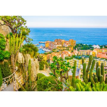 Lais Puzzle - Port de Fontvieille in Monaco vom botanischen Garten Jardin Exotique aus gesehen - 1.000 Teile