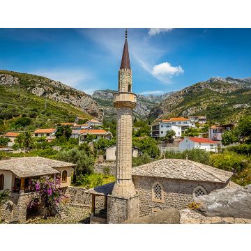 Lais Puzzle - Blick von den Festungsmauern der alten Festung in Stari Bar, Montenegro, auf den Uhrenturm und das umliegende Dorf - 40, 100, 200, 500, 1.000 & 2.000 Teile
