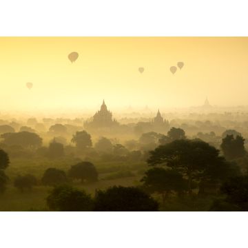 Lais Puzzle - Heißluftballons fliegen über die Pagode alten Stadt Feld auf Silhouette Sonnenaufgang Szene in Bagan Myanmar - 1.000 Teile