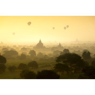 Lais Puzzle - Heißluftballons fliegen über die Pagode alten Stadt Feld auf Silhouette Sonnenaufgang Szene in Bagan Myanmar - 2.000 Teile