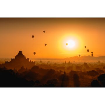 Lais Puzzle - Schöner Sonnenaufgang und Heißluftballons über alte Pagode in Bagan ist altes Königreich in der Vergangenheit, Myanmar - 2.000 Teile