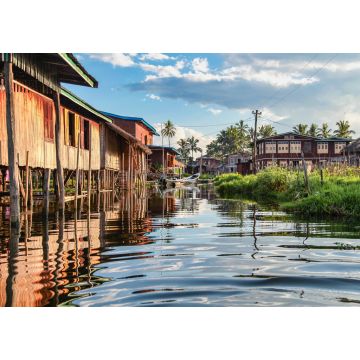 Lais Puzzle - Schwimmende Holzhäuser auf dem Inle-See in Shan, Myanmar, dem früheren Birma - 1.000 Teile