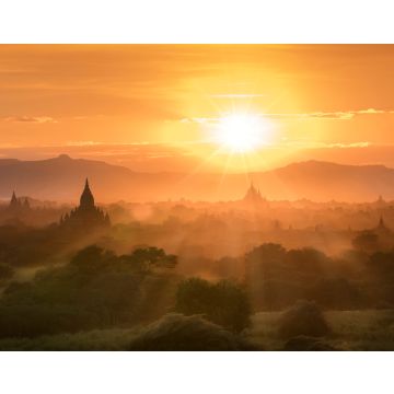 Lais Puzzle - Sonnenuntergang Landschaft Blick mit Silhouetten der alten Bagan-Tempel, in Bagan Archaeological Zone Bagan Mandalay Myanmar (Burma) - 40, 100, 200, 500, 1.000 & 2.000 Teile