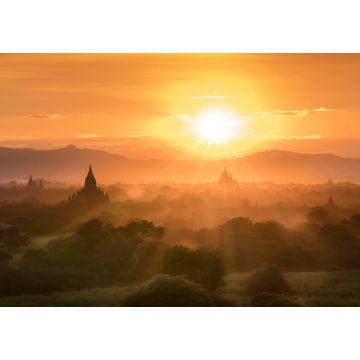 Lais Puzzle - Sonnenuntergang Landschaft Blick mit Silhouetten der alten Bagan-Tempel, in Bagan Archaeological Zone Bagan Mandalay Myanmar (Burma) - 1.000 Teile