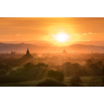 Lais Puzzle - Sonnenuntergang Landschaft Blick mit Silhouetten der alten Bagan-Tempel, in Bagan Archaeological Zone Bagan Mandalay Myanmar (Burma) - 2.000 Teile