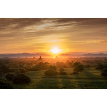 Lais Puzzle - Sonnenuntergang Landschaft mit Silhouetten der alten Bagan-Tempel, in Bagan Archaeological Zone Bagan Mandalay Myanmar (Burma) - 2.000 Teile