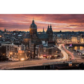 Lais Puzzle - Basilika Saint Nicolas Kirche in Amsterdam Sonnenuntergang Skyline mit der Ampel Tabletts - 2.000 Teile