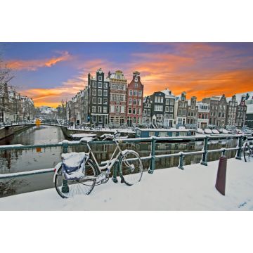 Lais Puzzle - Stadtansichten von Amsterdam im Winter in den Niederlanden bei Sonnenuntergang - 2.000 Teile