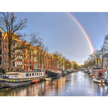 Lais Puzzle - Regenbogen über einer von Hausbooten gesäumten Gracht namens Brouwersgracht in Amsterdam - 40, 100, 200, 500, 1.000 & 2.000 Teile