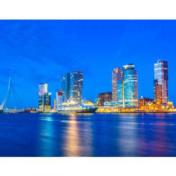 Lais Puzzle - Nachtansicht des Holland america line Gebäudes und anderer Wolkenkratzer in Rotterdam, Niederlande - 40, 100, 200, 500, 1.000 & 2.000 Teile