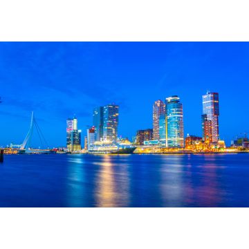 Lais Puzzle - Nachtansicht des Holland america line Gebäudes und anderer Wolkenkratzer in Rotterdam, Niederlande - 2.000 Teile