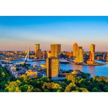Lais Puzzle - Luftaufnahme der Erasmusbrücke und der Skyline von Rotterdam bei Sonnenuntergang, Niederlande - 1.000 Teile