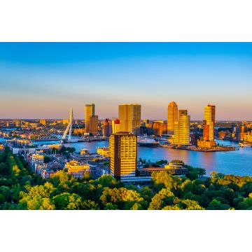 Lais Puzzle - Luftaufnahme der Erasmusbrücke und der Skyline von Rotterdam bei Sonnenuntergang, Niederlande - 2.000 Teile