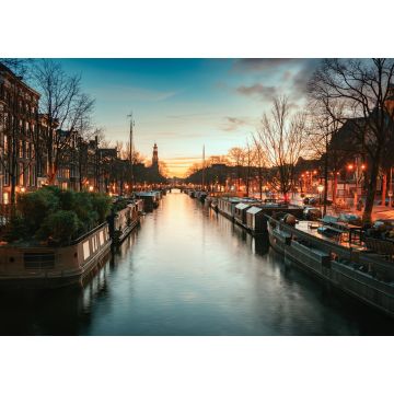 Lais Puzzle - Hausboote in der Prinsengracht im alten Zentrum von Amsterdam mit der Turmspitze des Westertoren im Hintergrund bei Sonnenuntergang - 1.000 Teile
