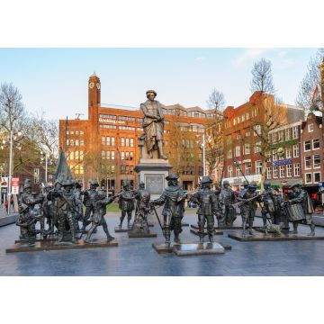 Lais Puzzle - Rembrandt-Denkmal und Skulpturen seines Bildes "Nachtwache" am Rembrandtplein in Amsterdam - 1.000 Teile