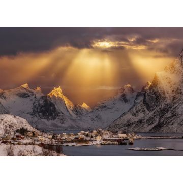 Lais Puzzle - Traditionelle norwegische Fischerhütten, rorbuer, auf der Insel Hamnoy, Reine auf den Lofoten in Nordnorwegen - 1.000 Teile