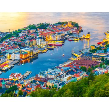 Lais Puzzle - Blick bei Sonnenuntergang auf Bergen und den Hafen vom Berg Floyen - 40, 100, 200, 500, 1.000 & 2.000 Teile