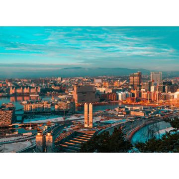 Lais Puzzle - Sonnenuntergang in schöner Architektur Oslo Stadt Norwegen - 1.000 Teile